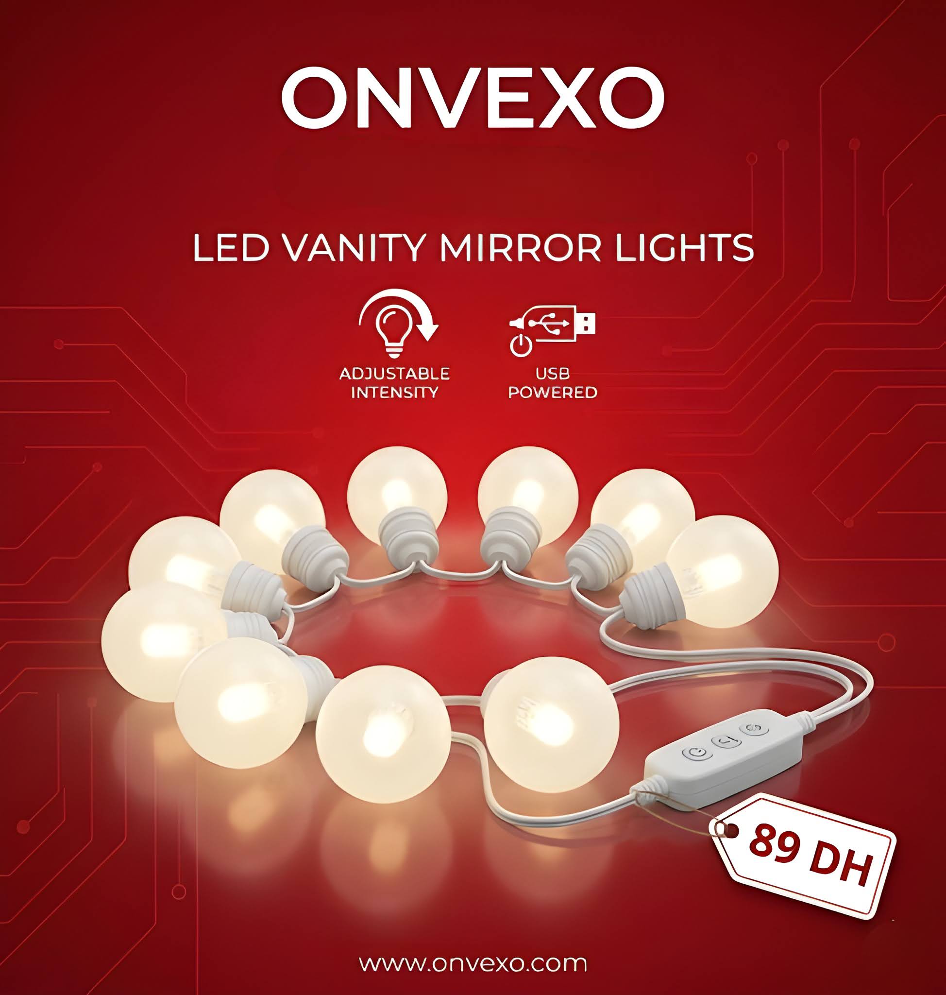 Hollywood LED Makeup Mirror Lights – 10 Bulbs USB Vanity Lighting Kit